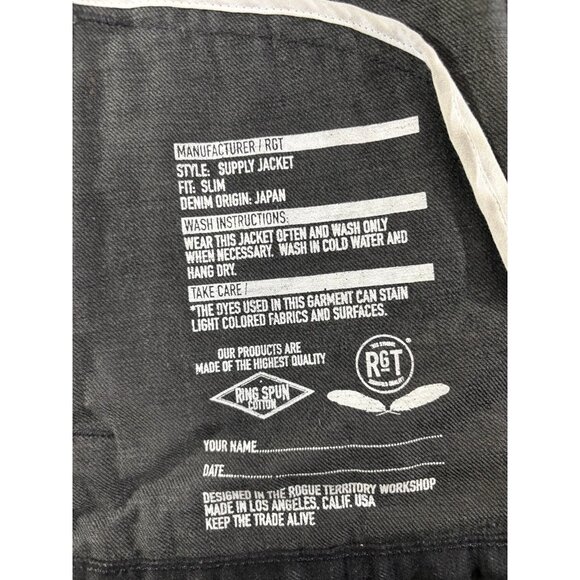 Rogue Territory RGT Nihon Menpu denim Supply Jacket sz L color Black made in USA - Picture 3 of 9